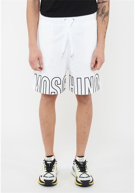 Bermuda Uomo In Felpa Con Maxi Logo Bianco Moschino | V1A6811 44180001