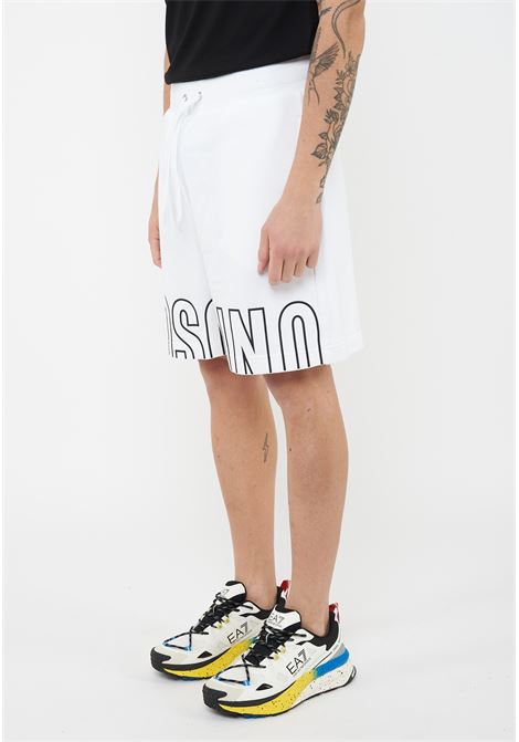 Bermuda Uomo In Felpa Con Maxi Logo Bianco Moschino | V1A6811 44180001