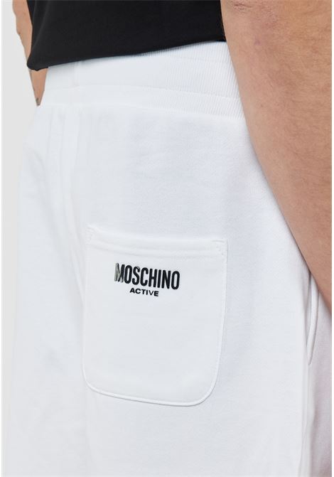 Bermuda Uomo In Felpa Con Maxi Logo Bianco Moschino | V1A6811 44180001