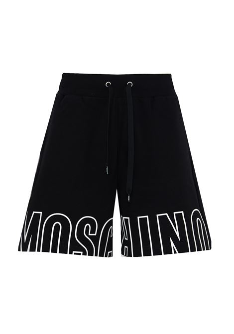 Bermuda Uomo In Felpa Con Maxi Logo Black Moschino | V1A6811 44180555