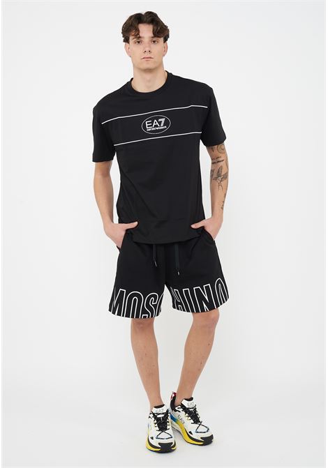 Bermuda Uomo In Felpa Con Maxi Logo Black Moschino | V1A6811 44180555