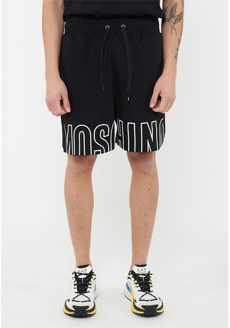 Bermuda Uomo In Felpa Con Maxi Logo Black Moschino | V1A6811 44180555