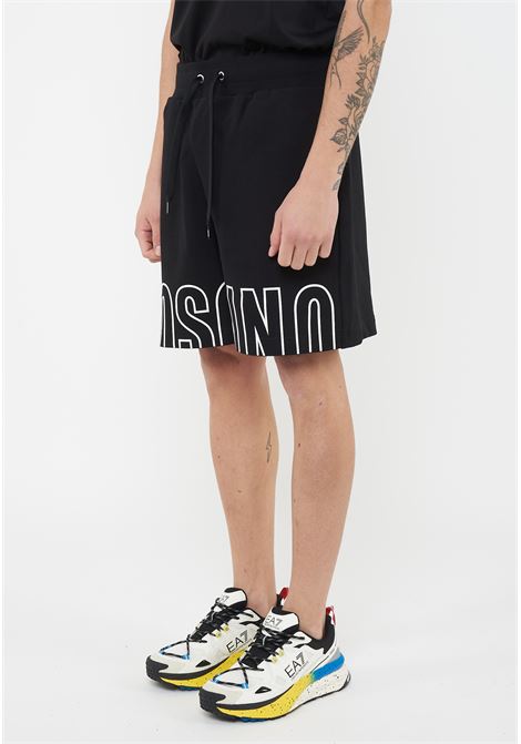 Bermuda Uomo In Felpa Con Maxi Logo Black Moschino | V1A6811 44180555