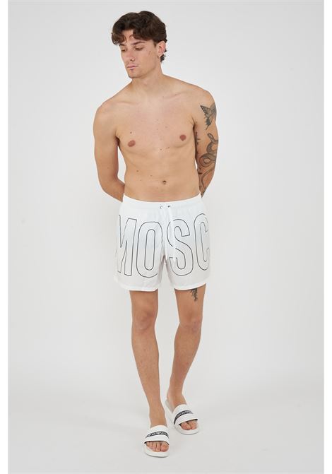 Boxer Mare Rubber Logo Bianco Moschino | V3A4203 93011001