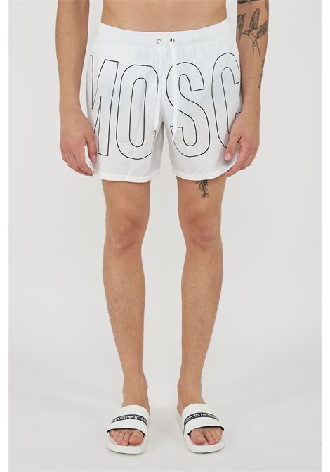 Boxer Mare Rubber Logo Bianco Moschino | V3A4203 93011001