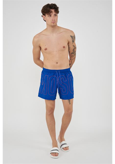 Boxer Mare Rubber Logo Azzurro Moschino | V3A4203 93011296