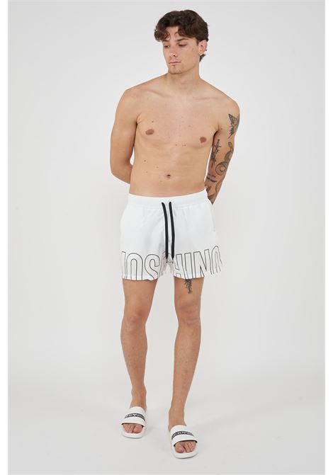 Boxer Mare Rubber Logo Bianco Moschino | V3A4207 93011001