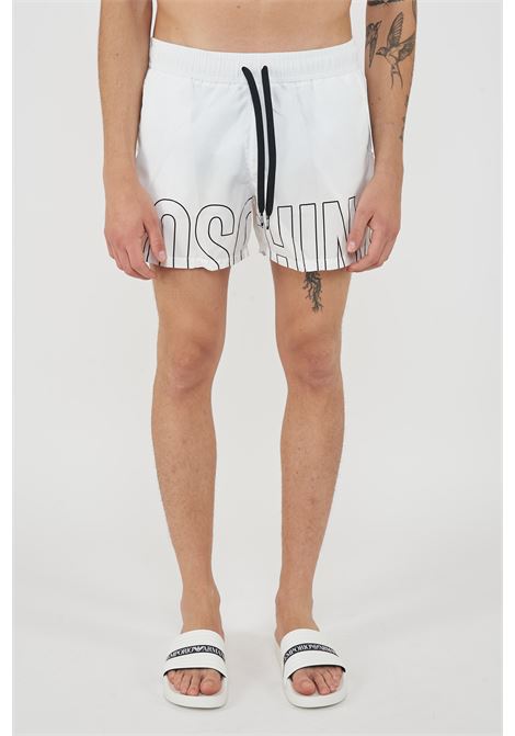 Boxer Mare Rubber Logo Bianco Moschino | V3A4207 93011001