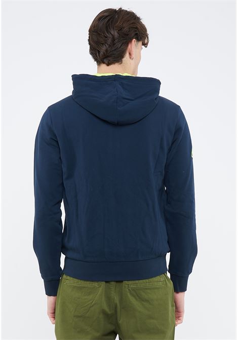 Felpa in cotone con cappuccio e zip blu navy Sun68 | F3611607