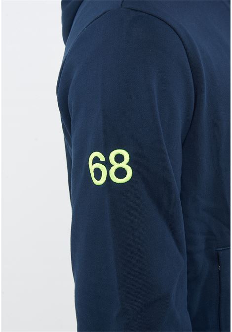 Felpa in cotone con cappuccio e zip blu navy Sun68 | F3611607