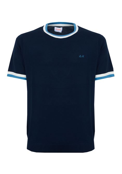 T-shirt in maglia di cotone navy blue Sun68 | K3611007
