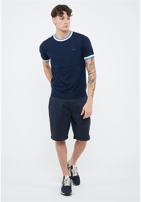 T-shirt in maglia di cotone navy blue Sun68 | K3611007