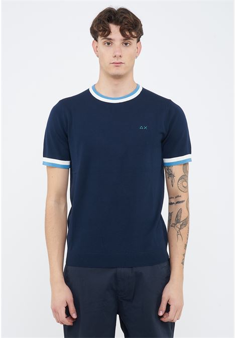 T-shirt in maglia di cotone navy blue Sun68 | K3611007