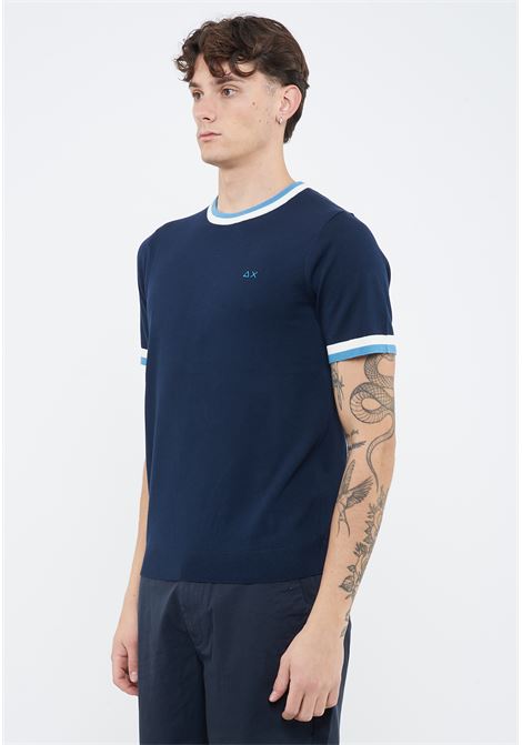 T-shirt in maglia di cotone navy blue Sun68 | K3611007