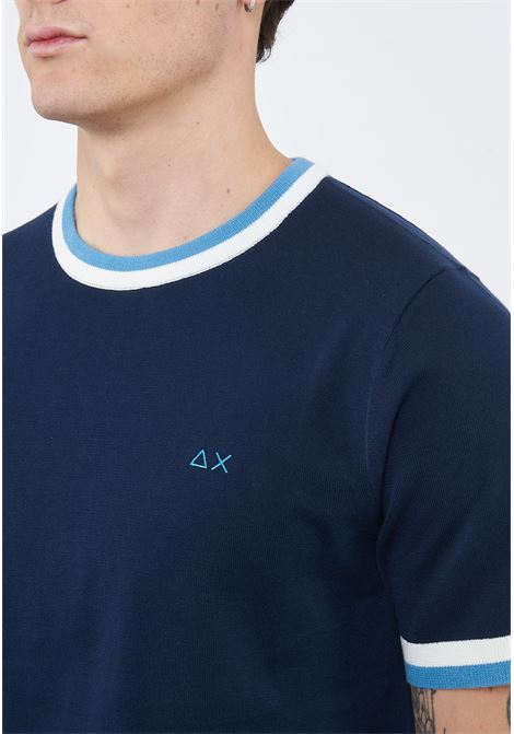 T-shirt in maglia di cotone navy blue Sun68 | K3611007