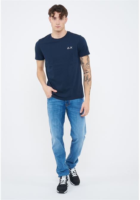T-shirt con logo sun68 in cotone navy blue Sun68 | T3610407