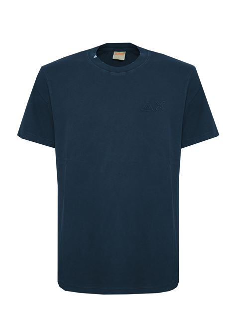 T-shirt con trattamento vintage in cotone navy blue Sun68 | T3611307