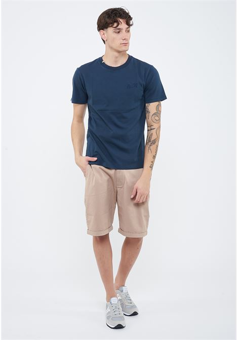 T-shirt con trattamento vintage in cotone navy blue Sun68 | T3611307