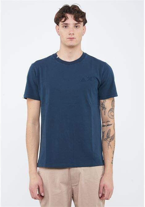T-shirt con trattamento vintage in cotone navy blue Sun68 | T3611307