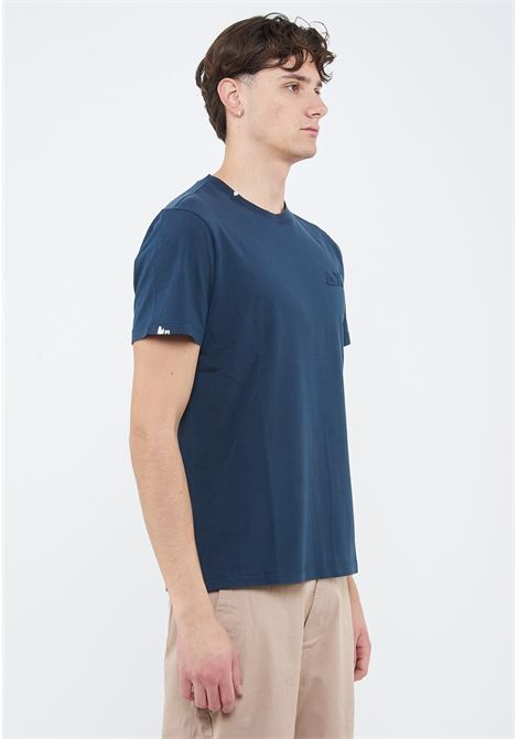 T-shirt con trattamento vintage in cotone navy blue Sun68 | T3611307