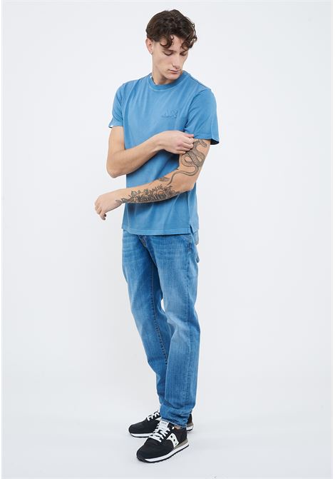 T-shirt con trattamento vintage in cotone avio Sun68 | T3611356