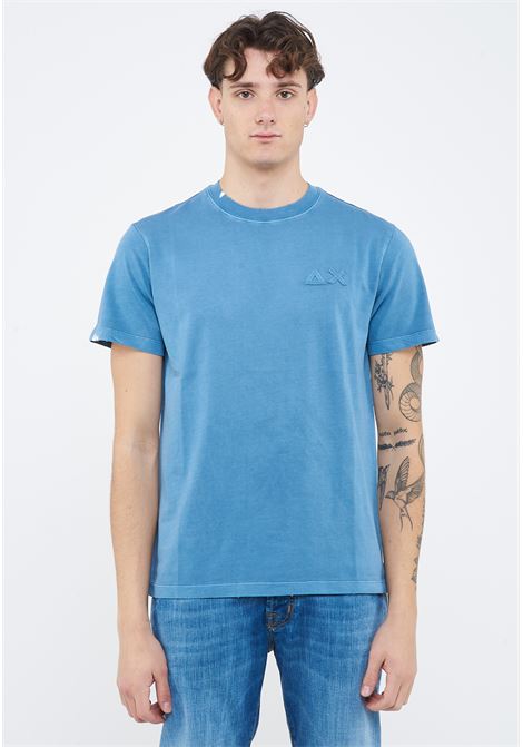 T-shirt con trattamento vintage in cotone avio Sun68 | T3611356