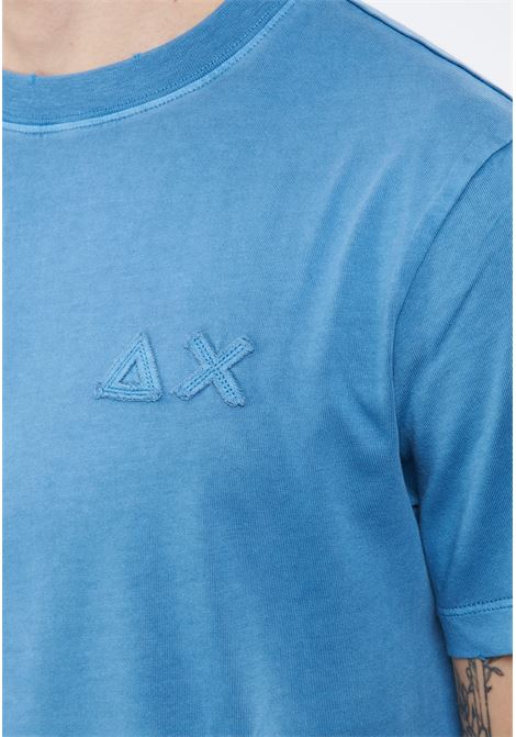 T-shirt con trattamento vintage in cotone avio Sun68 | T3611356