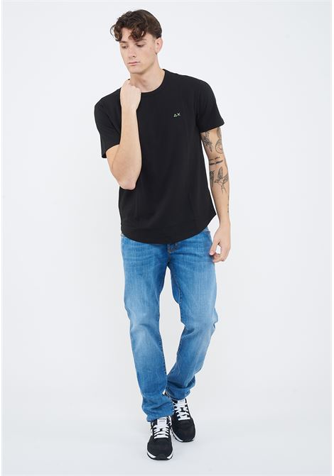 T-shirt in piquet di cotone nero Sun68 | T3611811