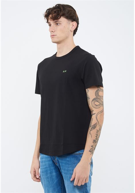 T-shirt in piquet di cotone nero Sun68 | T3611811