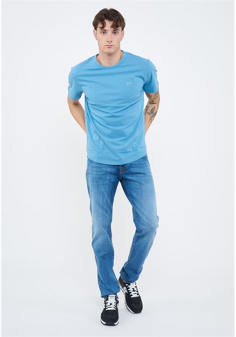 T-shirt in piquet di cotone avio Sun68 | T3611856