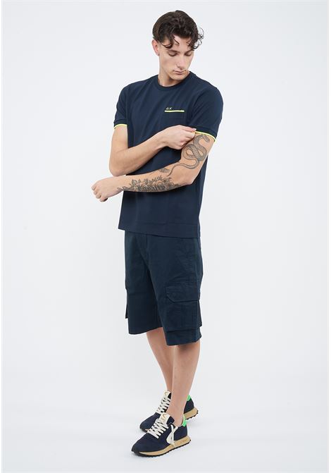 T-shirt in piquet di cotone navy blue Sun68 | T3611907
