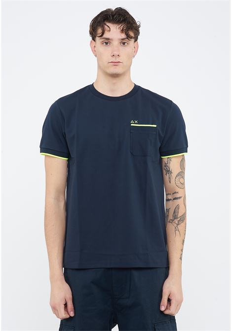 T-shirt in piquet di cotone navy blue Sun68 | T3611907
