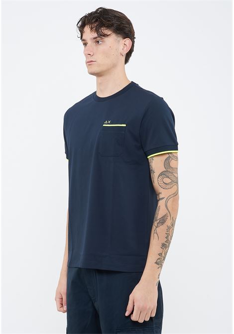 T-shirt in piquet di cotone navy blue Sun68 | T3611907