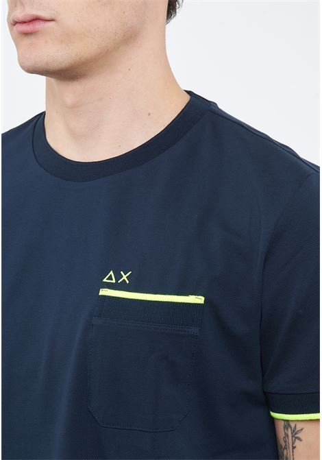 T-shirt in piquet di cotone navy blue Sun68 | T3611907