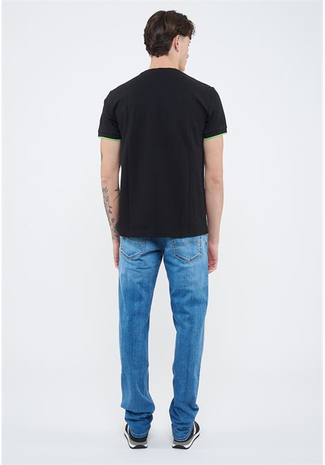 T-shirt in piquet di cotone nero Sun68 | T3611911