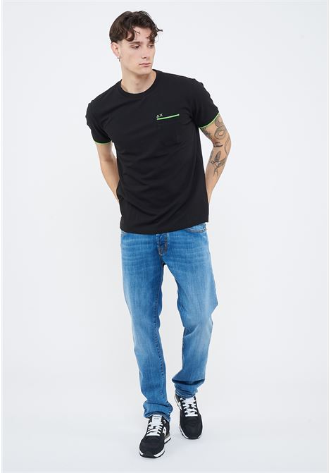 T-shirt in piquet di cotone nero Sun68 | T3611911