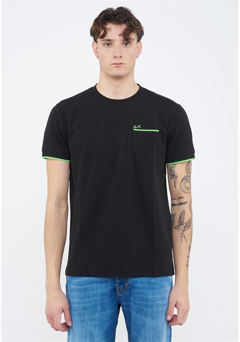 T-shirt in piquet di cotone nero Sun68 | T3611911