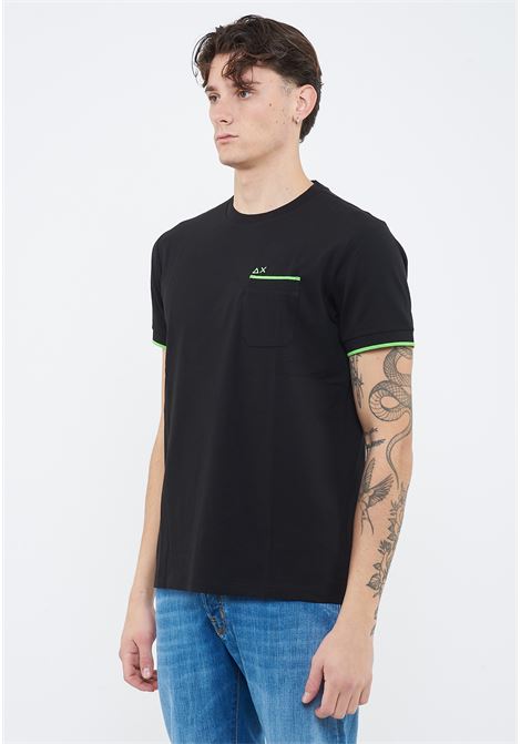T-shirt in piquet di cotone nero Sun68 | T3611911