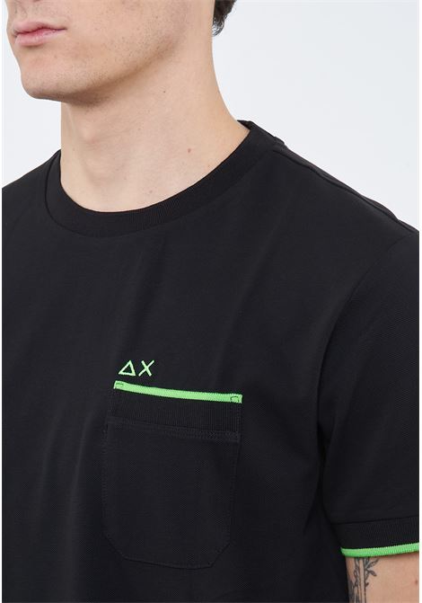 T-shirt in piquet di cotone nero Sun68 | T3611911