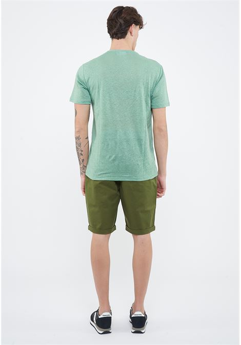 T-shirt in jersey di lino verde salvia Sun68 | T3613084