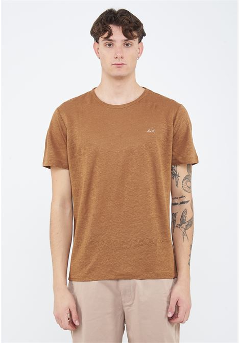 T-shirt in jersey di lino volpe Sun68 | T3613093