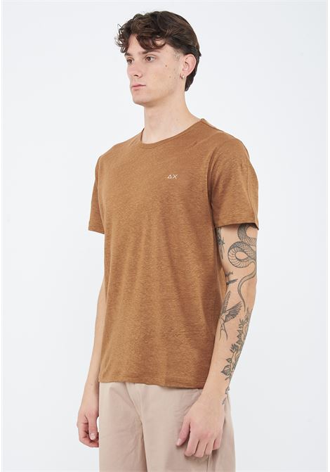 T-shirt in jersey di lino volpe Sun68 | T3613093