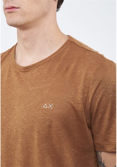 T-shirt in jersey di lino volpe Sun68 | T3613093