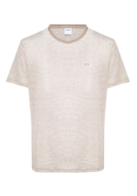 T-shirt in jersey di lino stone bianco panna Sun68 | T361319831