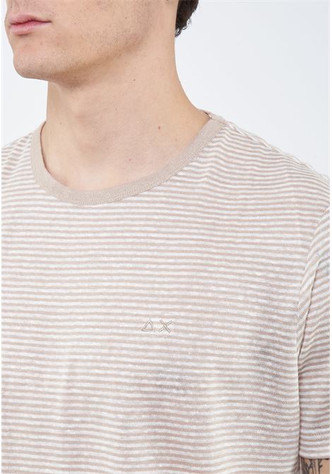 T-shirt in jersey di lino stone bianco panna Sun68 | T361319831