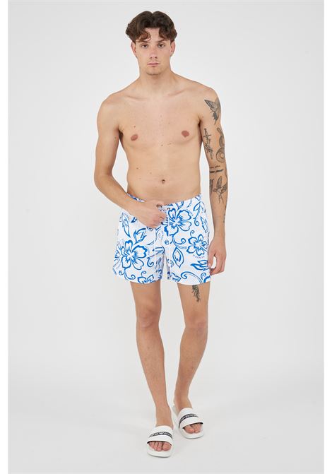Costume Da Bagno Uomo Corto Vita Elasticata Stampa Archive Hibiscus Sundek | BOARDHORT M504BDTA1IA614IA