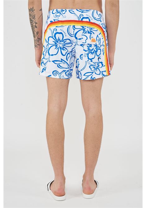Costume Da Bagno Uomo Corto Vita Elasticata Stampa Archive Hibiscus Sundek | BOARDHORT M504BDTA1IA614IA