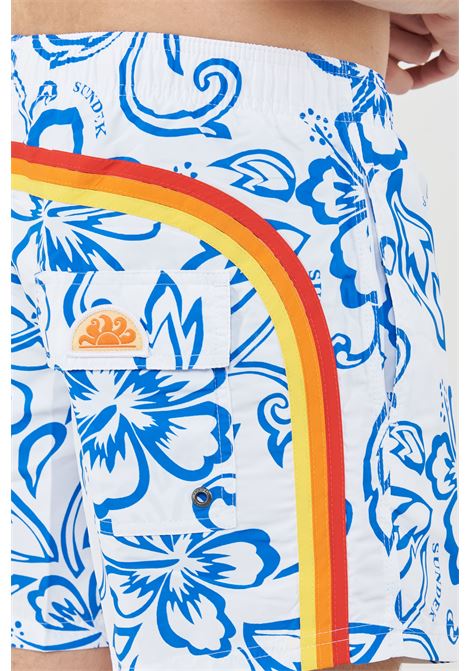 Costume Da Bagno Uomo Corto Vita Elasticata Stampa Archive Hibiscus Sundek | BOARDHORT M504BDTA1IA614IA