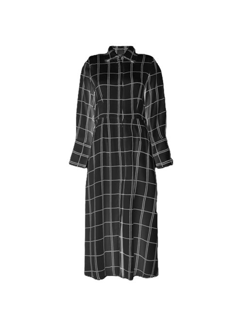 Crida Abito Bordeaux midi in twill Bianco e nero Crida Milano | BORDEAUX MDCHECK BLACK/OFF WHITE