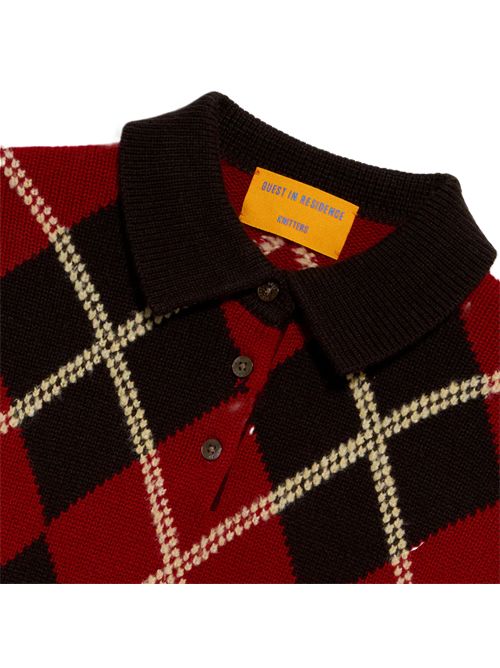 Guest In Residence - Polo Collegiate Argyle - Cacao Brûlé GUEST IN RESIDENCE | W34327AMBURNT COCOA COMBO